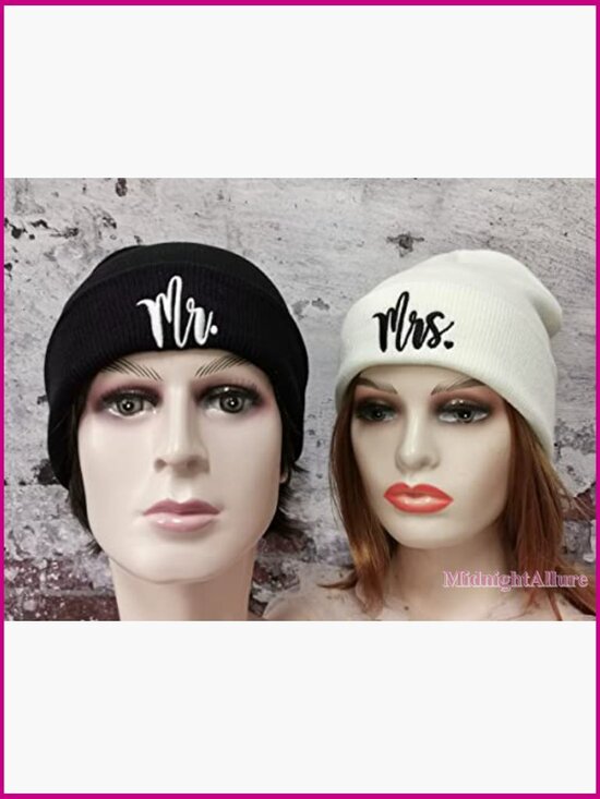 Mr and Mrs Beanie Hats Set Knit Winter Couple Beanie Unisex main image 6